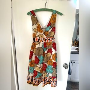 Women’s bohemian flower V-neck dress M